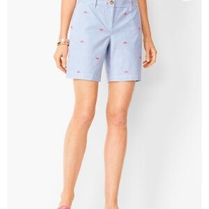 Talbots Girlfriend Chino Shorts Watermelon Print Blue White Stripes Cotton 2